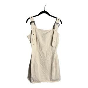 Entro Cream Denim Buckle Strap Mini Dress Large